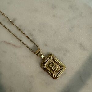 14k gold filled initial necklace “B”